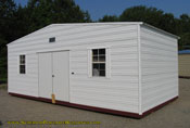 12 x 24 x 8 standard roof white with white trim 6' double door.