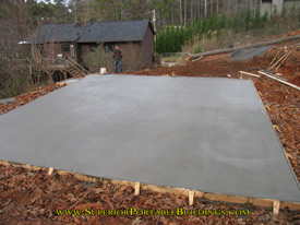 Concrete building pads.