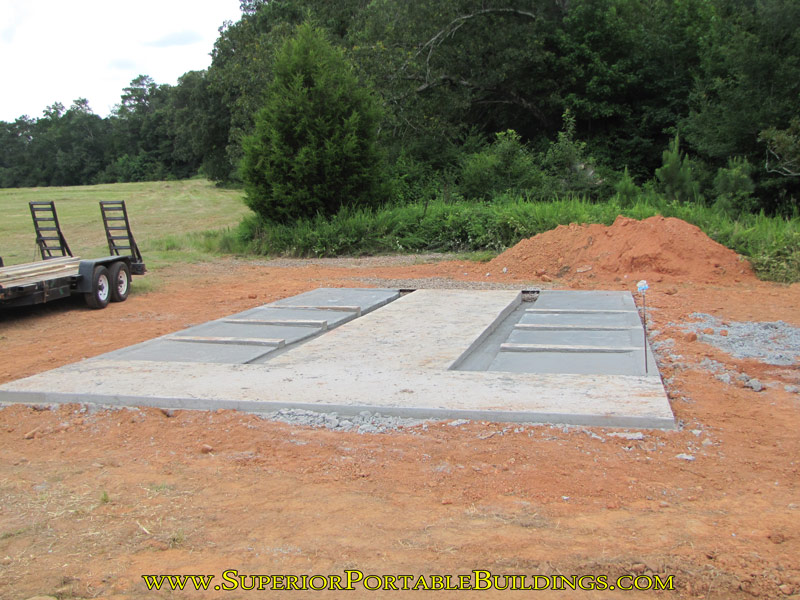 18' wide x 30' long concrete kennel floor front view.