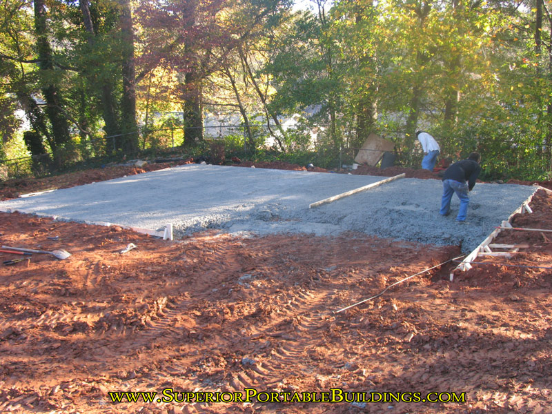 18 wide by 25 long concrete slab with gravel drive