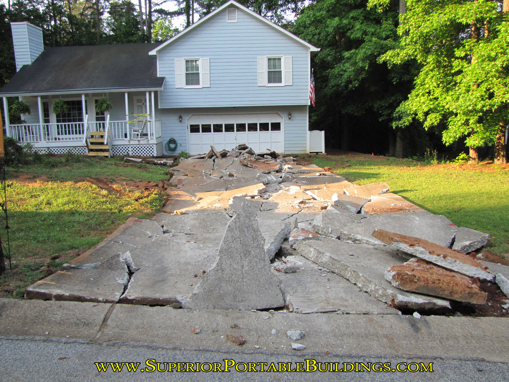 Broken concrete driveway