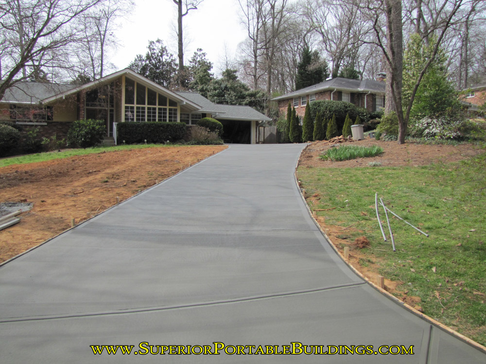 Close up picture of concrete driveway.