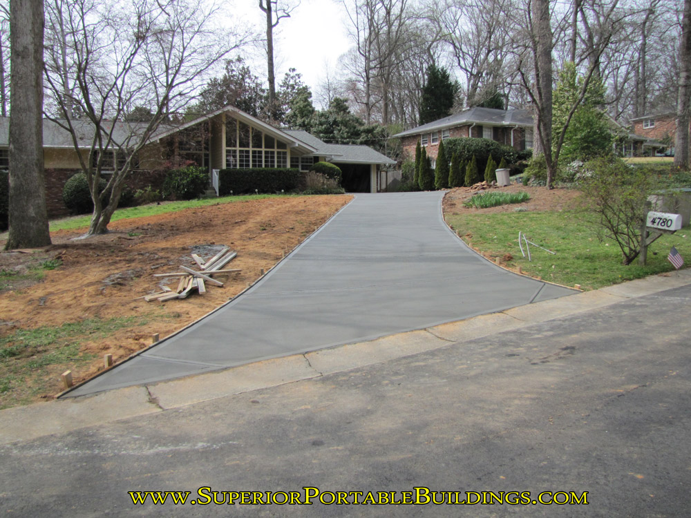 Repoured concrete driveway