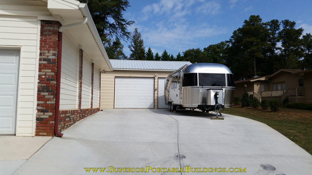 Concrete camper parking area.