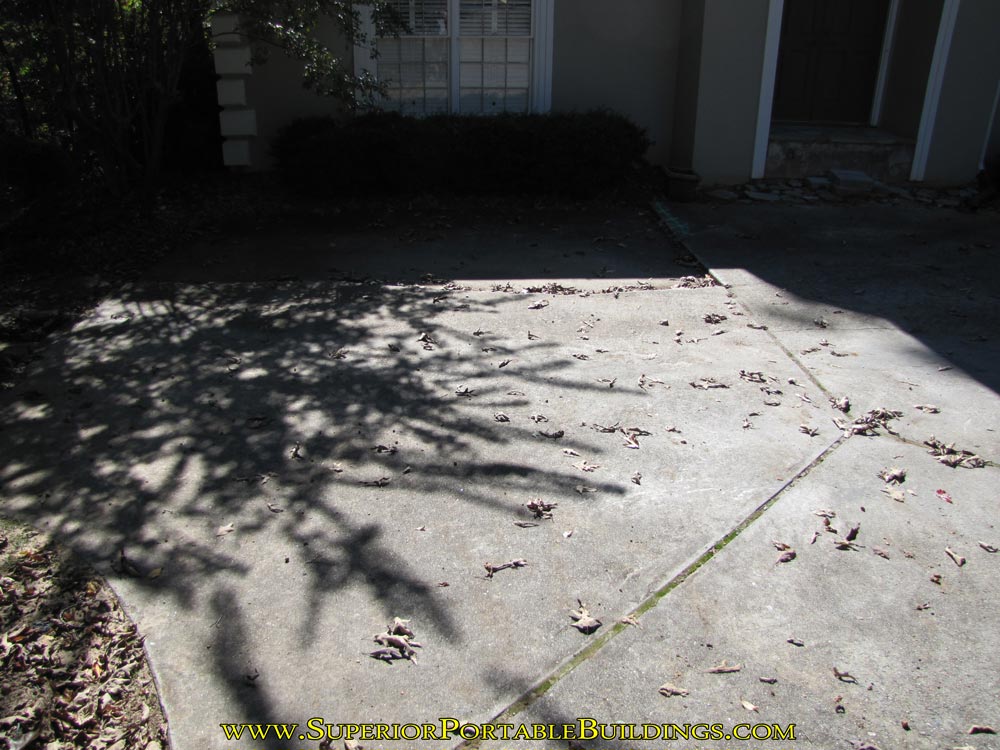 Close up of broken concrete driveway