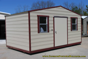 10 x 16 beige and red woodgrain trim standard roof