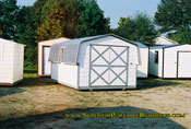 10 x 14 barn white with grey trim double door