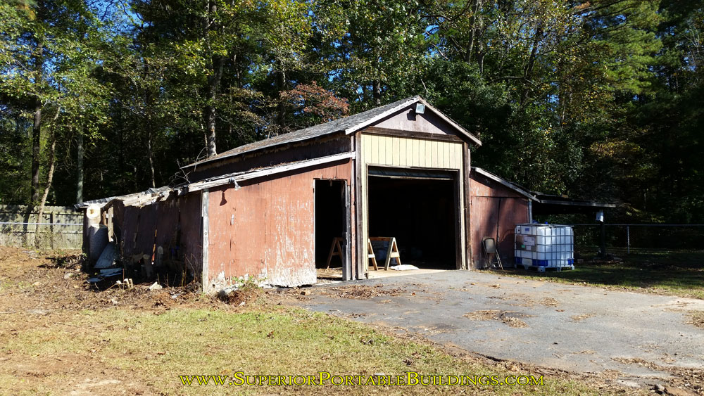 Wood barn that is torn down.