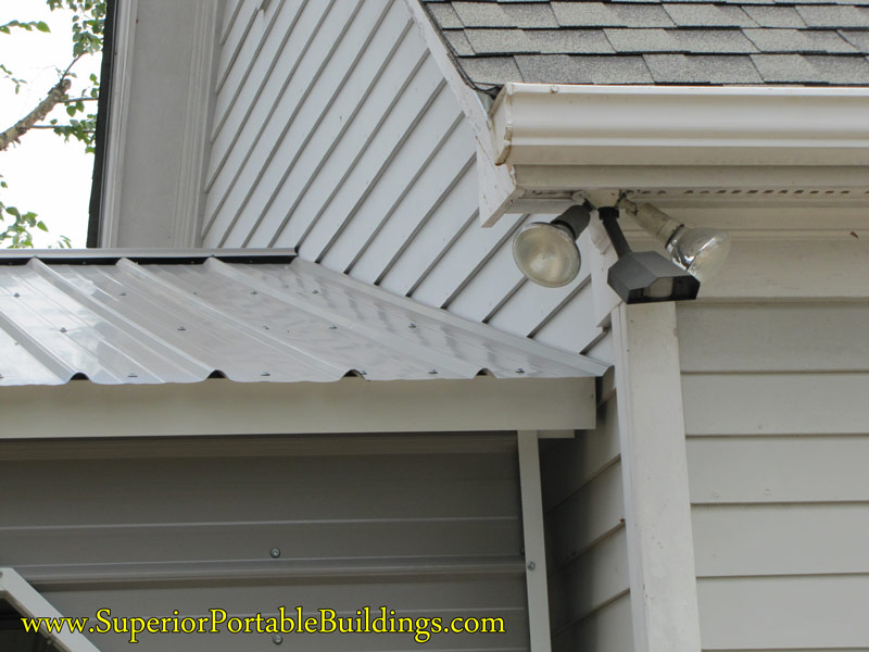 Steel carport outside roof line