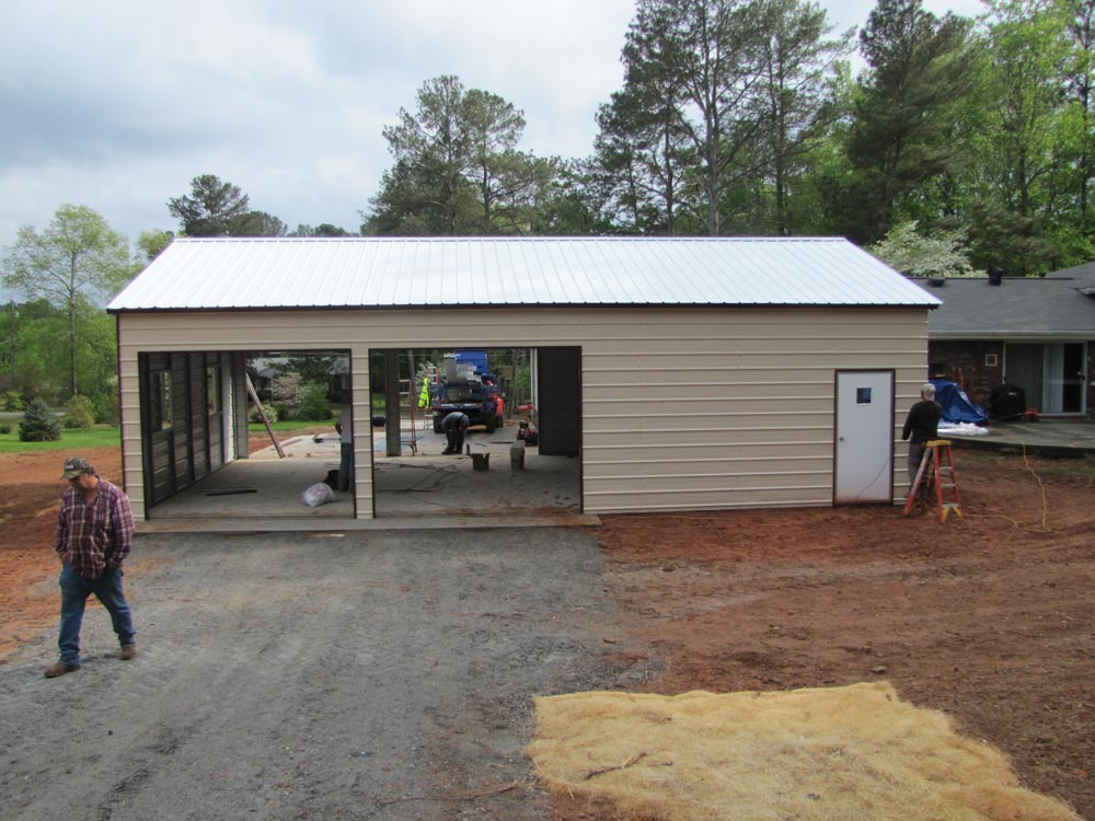 Steel garage installed.